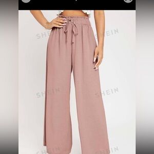 SHEIN Women's Pink Wide-Leg Pants